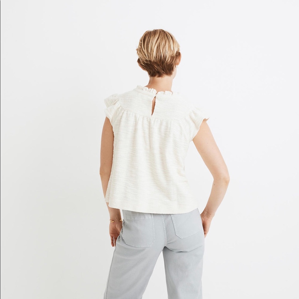 Madewell Textural Knit Ruffle-Neck Top size M - Picture 2 of 7
